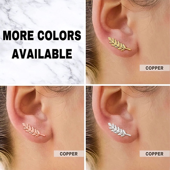 🔵𝟲𝟱%𝗢𝗙𝗙 𝗯𝘂𝗻𝗱𝗹𝗲𝘀 𝟯+🔵 NEW Rose Gold Leaf Climber Earrings - Picture 9 of 11